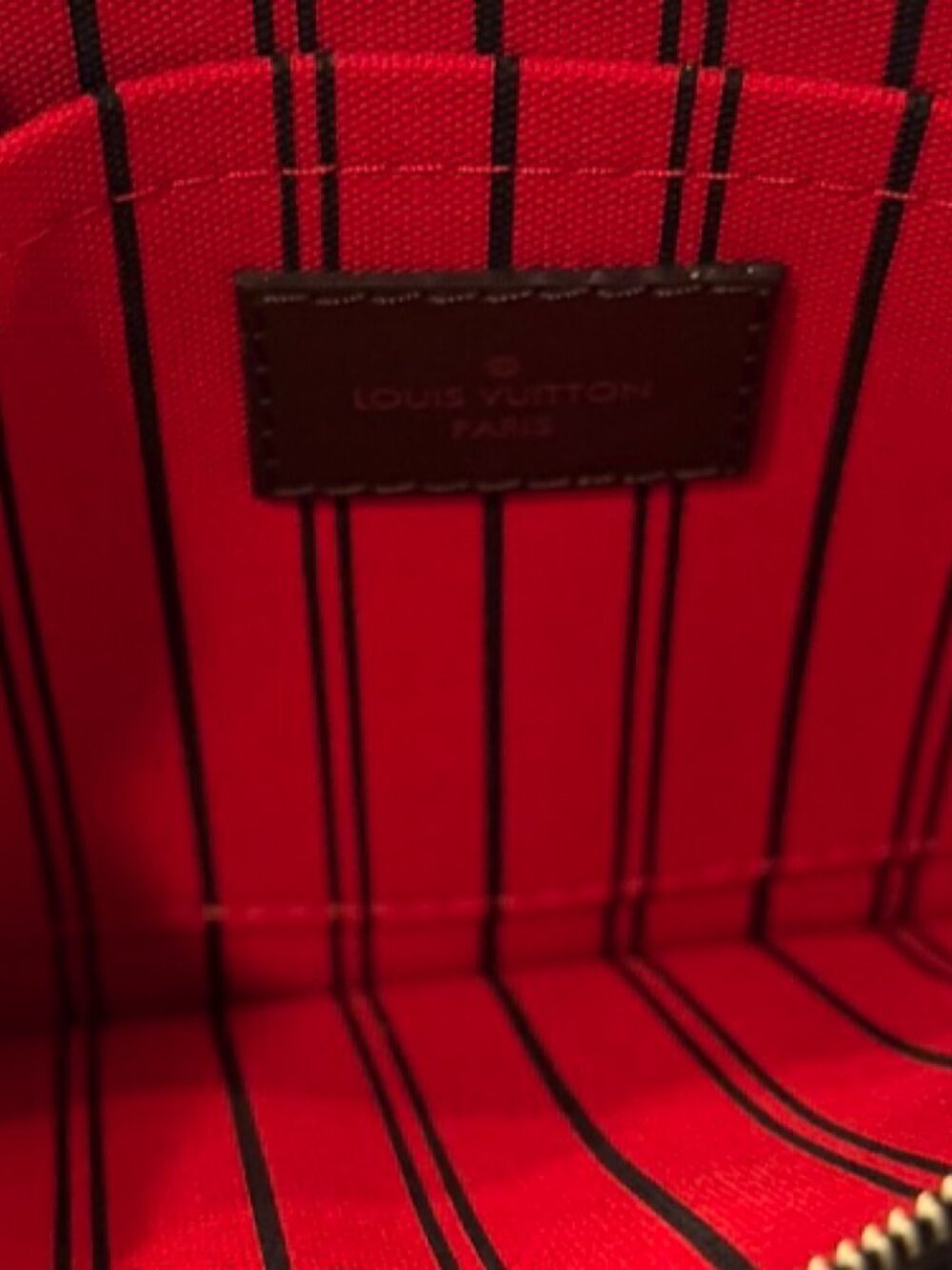 Louis Vuitton Neverfull Pochette (Damier Ebene / Cerise) – Never Used - Picture 5 of 5